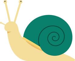 Snail with green shell simple illustration in flat design style vector