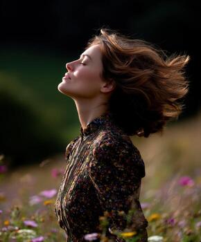 Embracing the beauty of spring in a blooming field photo