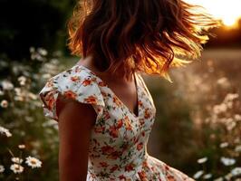 Spring sunlight dances in a flower-filled meadow photo