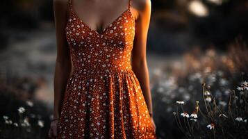 Spring blooms with a woman in a floral dress photo