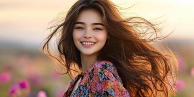 Springtime joy in a colorful floral field photo