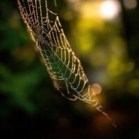 A spider web with dew on it photo