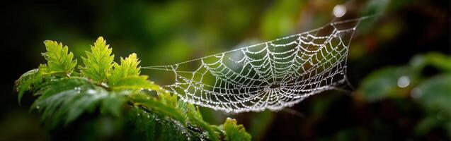 Spider web on a leaf photo