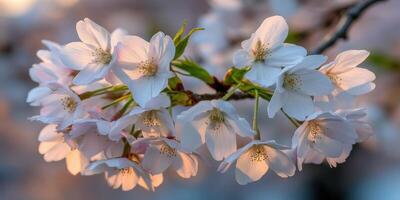 Cherry blossoms are blooming in the sun photo