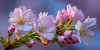 Cherry blossoms bloom during spring in a garden photo