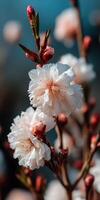 White blossoms bloom on a sunny spring day outdoors photo