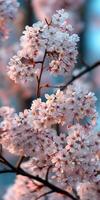Cherry blossoms bloom beautifully in the spring light photo