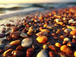 A beach with rocks and pebbles on it photo