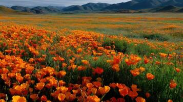 Vibrant wildflower field at sunset in nature's embrace photo