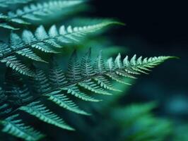 Fern fronds shimmer in lush greenery under soft light photo