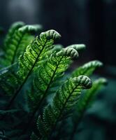 Vibrant fern fronds in a lush woodland setting photo
