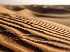 Patterns of sand dunes in the desert at sunset photo