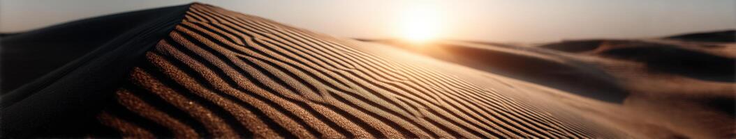 Golden sand dunes bathe in sunset glow photo