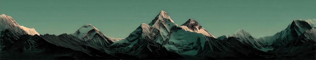Majestic peaks illuminated by dawn in the Himalayas photo