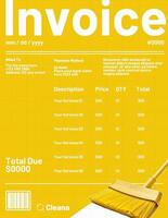 White Yellow Cleaning Service Invoice Template