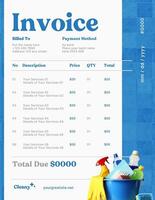 Blue White Cleaning Service Invoice Template
