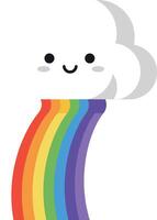 Smiling cartoon cloud with rainbow in bright colors cute illustration vector