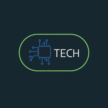 tecnología pastilla circuito símbolo con verde contorno ilustración diseño vector