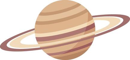Saturn planet with rings illustration in brown and beige tones simple design vector