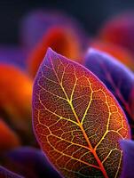 Vibrant leaves showcasing nature's intricate patterns photo