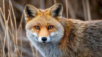 Fox with striking orange fur in natural habitat photo
