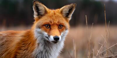 Fox explores a field during early morning light photo