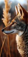 A coyote is looking off into the distance photo
