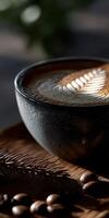 Coffee cup with latte art photo