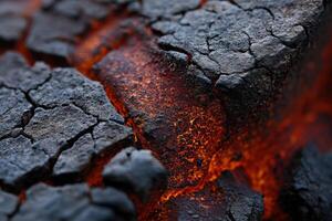 A close up of a lava flow with red and black photo