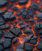 A close up of a black and red lava surface photo