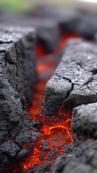 A close up of lava flowing out of the ground photo