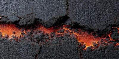 A close up of a black surface with red and orange flames photo