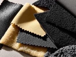 Leather and fabric samples for interior design photo