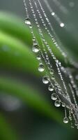 Water droplets on a spider web photo