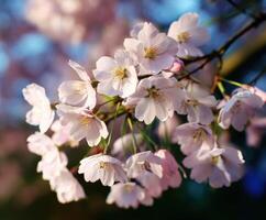 Cherry blossoms are blooming in the springtime photo