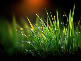 Green grass with water droplets on it photo