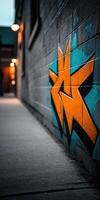 A graffiti painted wall on the side of a building photo