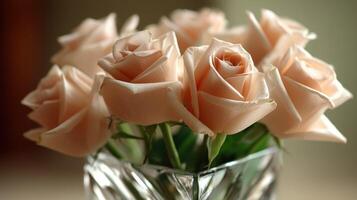 A vase with a bunch of roses in it photo