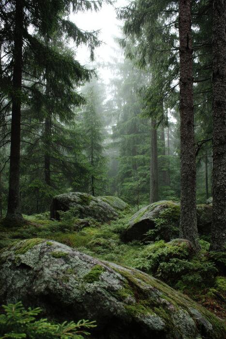 FORESTフォレスト Coniferous Trees in a Forest · Free Stock Photo