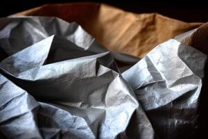 Crumpled paper on a black background photo