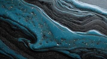 A close up of a blue and black liquid photo