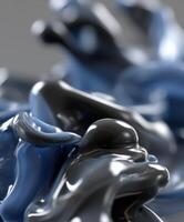A close up of a blue liquid with black and white swirls photo