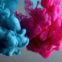 Two blue and pink ink in water photo