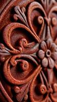 Close up of a decorative red leather object photo