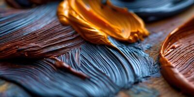 A close up of paint on a wooden surface photo