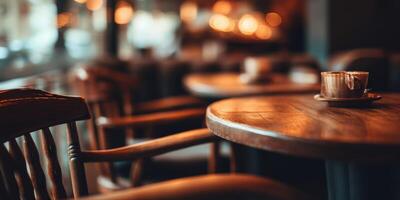 A wooden table with two chairs in front of it photo