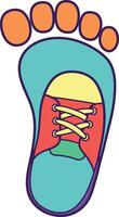 Footprint with Colorful Shoe Illustration in Cartoon Style for Creative Designs vector