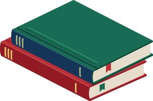Stack of green and red hardcover books with bookmarks illustration vector