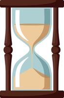 Hourglass timer with wooden frame and sand flowing illustration graphic vector