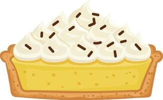 Lemon meringue pie slice with whipped cream and chocolate sprinkles illustration vector